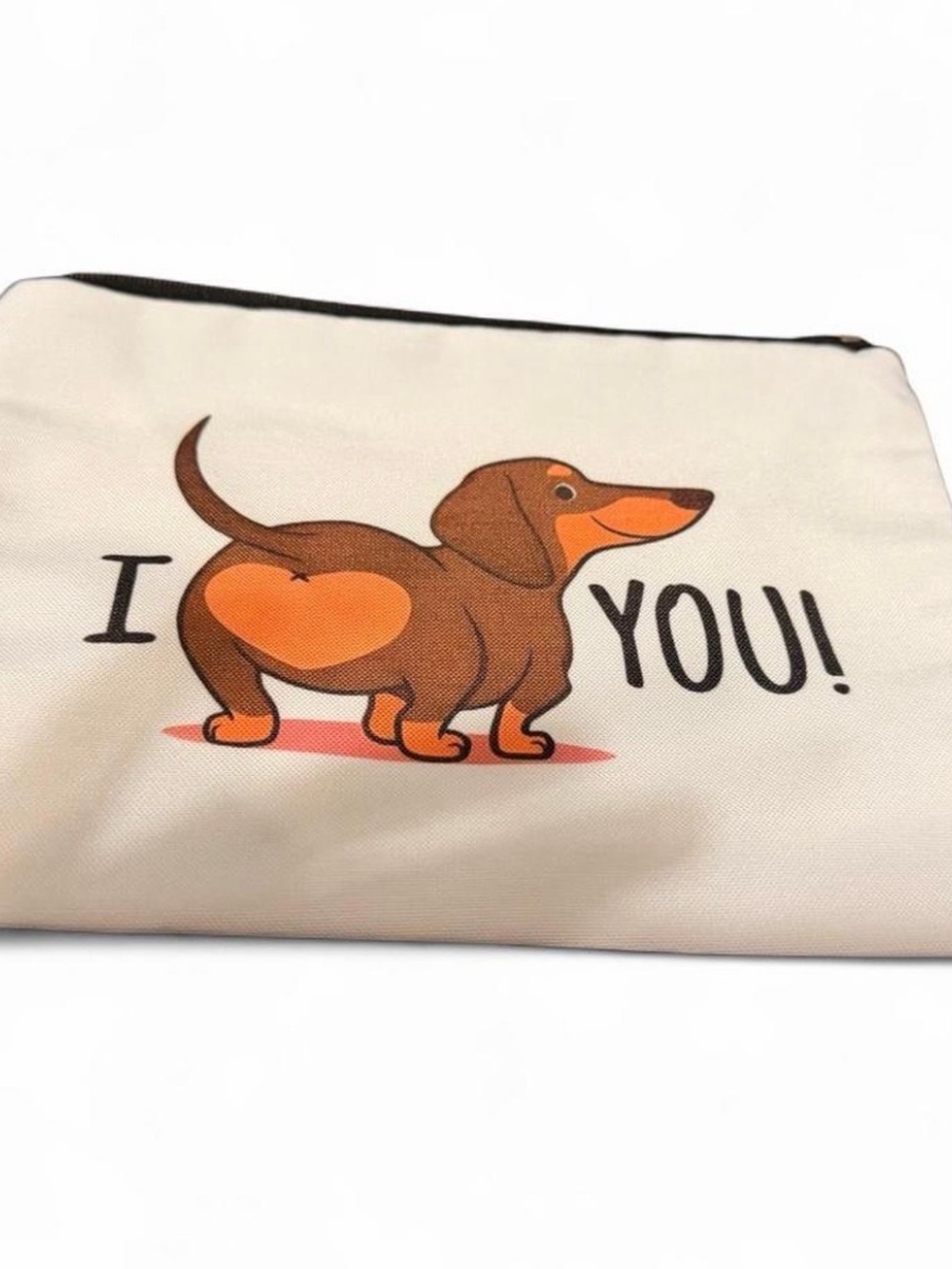 New Whimsical Dachshund Print Zipper Bag / Pouch - I Love You Design #178